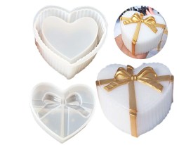 Molde silicona alhajero corazon con moño 